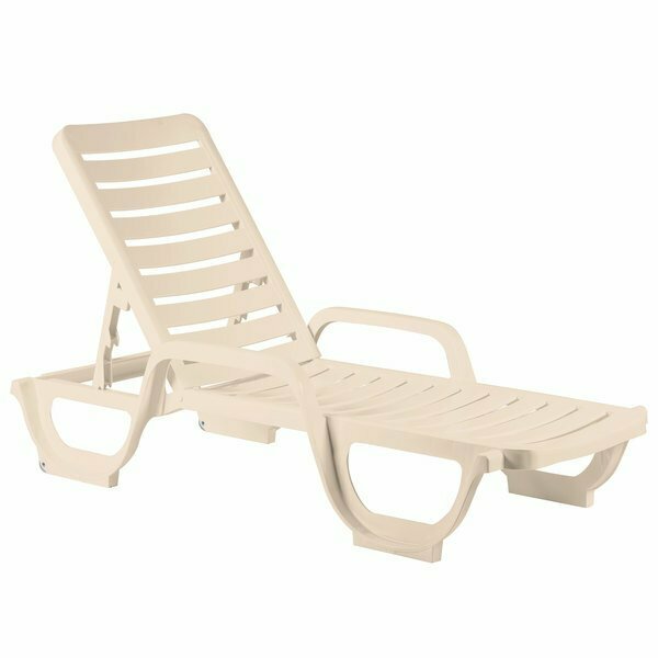 Grosfillex 44031166 / 44031066 Bahia Sandstone Stacking Adjustable Resin Chaise - Pack of 6, 6PK 38344031166PK